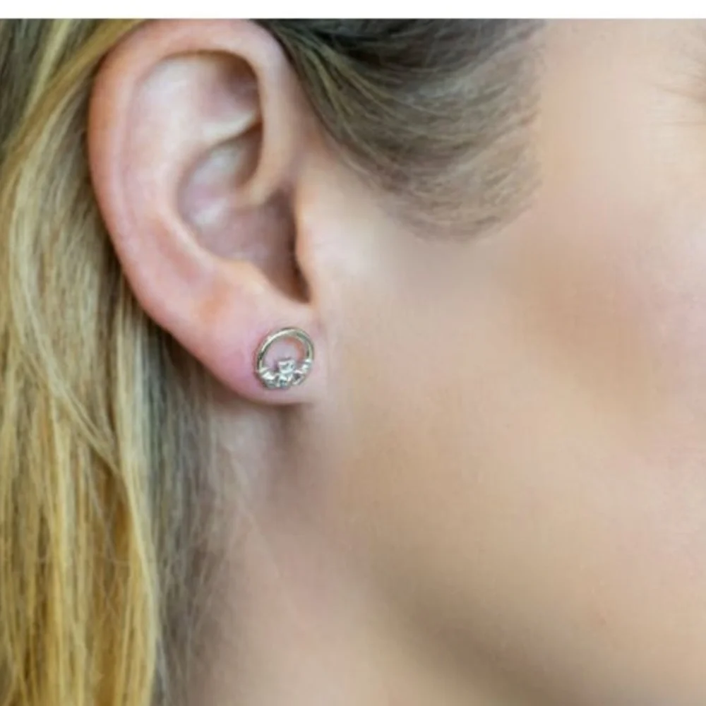 Sterling Silver Claddagh Stud Earring